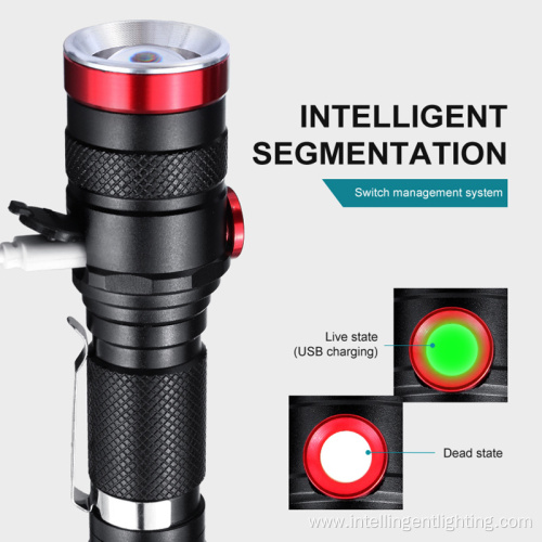 Aluminum USB Rechargeable Torch Outdoor Zoom LED Flashlights